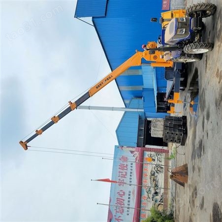 12米拖拉机牵引平板吊 拉集装箱8吨自备吊 吊线杆运输5吨起重机