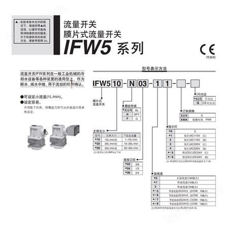 SMC膜片式流量开关 IFW5系列 IFW520-04-65 现货 工业自动化
