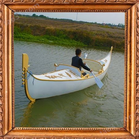 华海木船销售贡多拉游船001欧式两头尖手划船 房产装饰婚纱摄影道具船