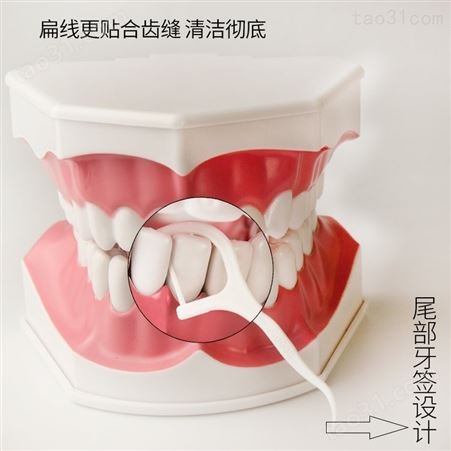 深圳 涤纶扁棉线牙线棒贴牌定做 牙科广告礼品一次性牙线批发